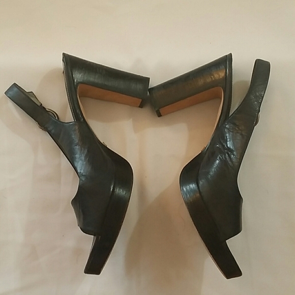 4.5 Inch open toe sling Back Leather Heel - Picture 2 of 7